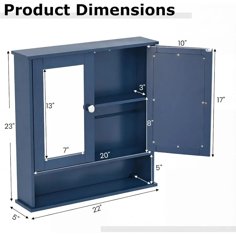 XIUWO Wall Mounted Bathroom Medicine Cabinet With Mirror