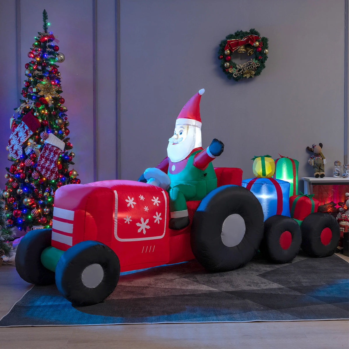 LIFEZEAL Christmas Inflatable Santa Decoration With Gifts And LED Lights