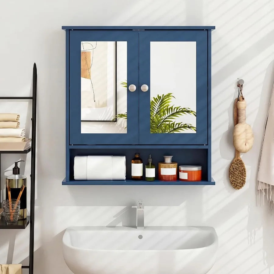 XIUWO Wall Mounted Bathroom Medicine Cabinet With Mirror