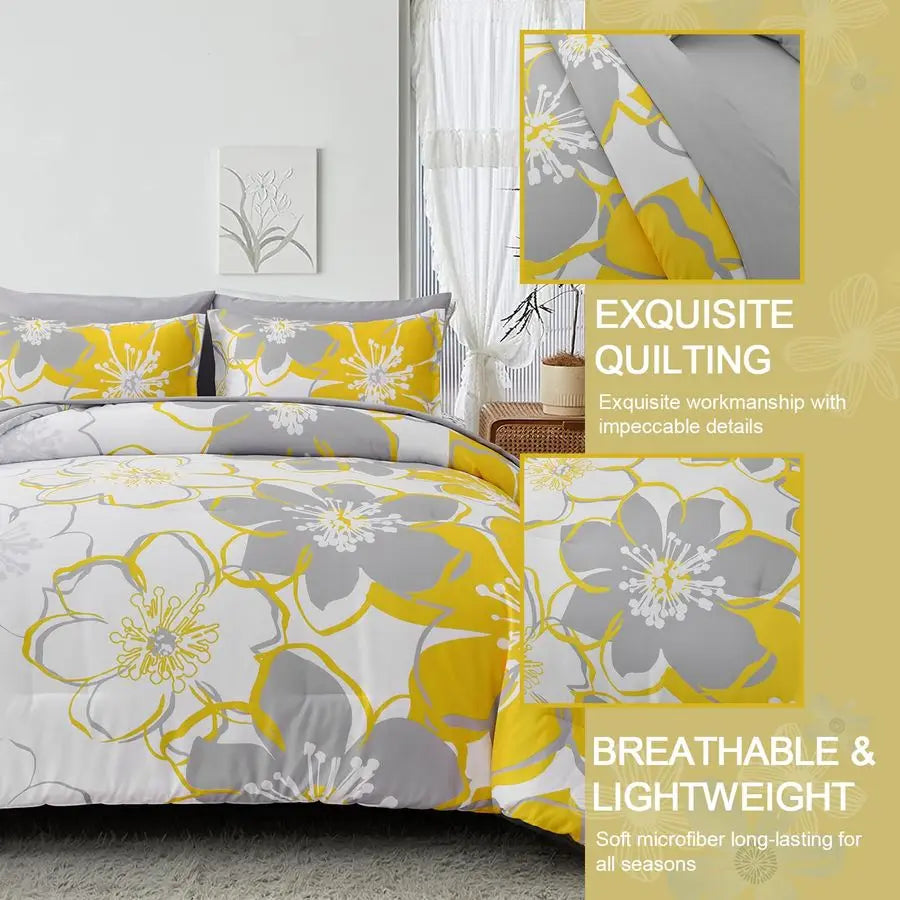 Floral Comforter Set Duvet Cover Bedding All Season Microfiber