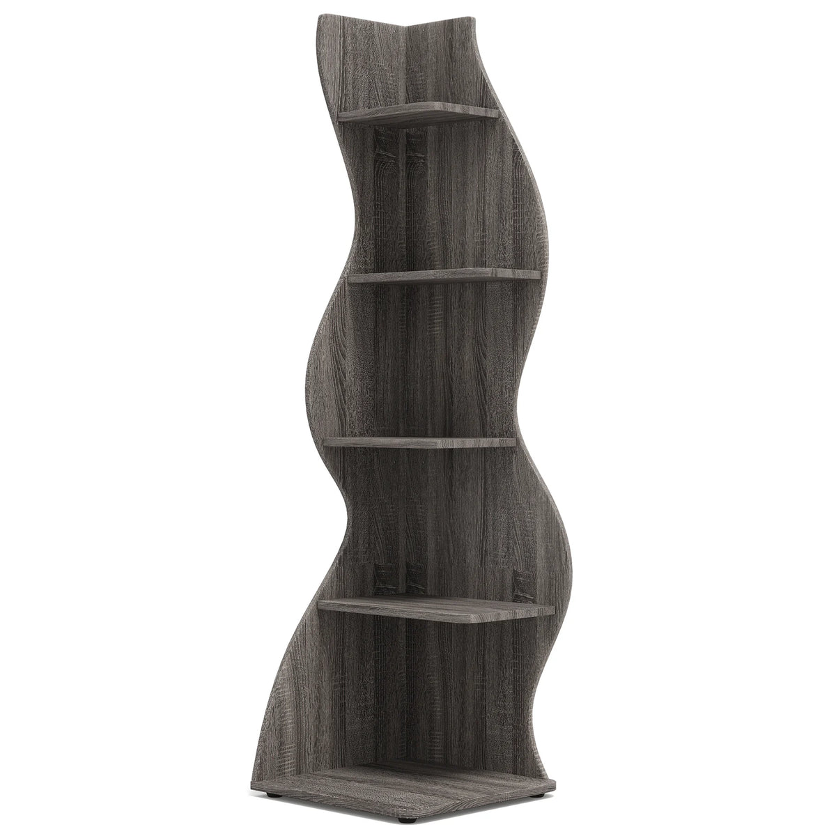 Tribesigns Modern Corner Bookshelf, Five Tier Wall Storage Shelf