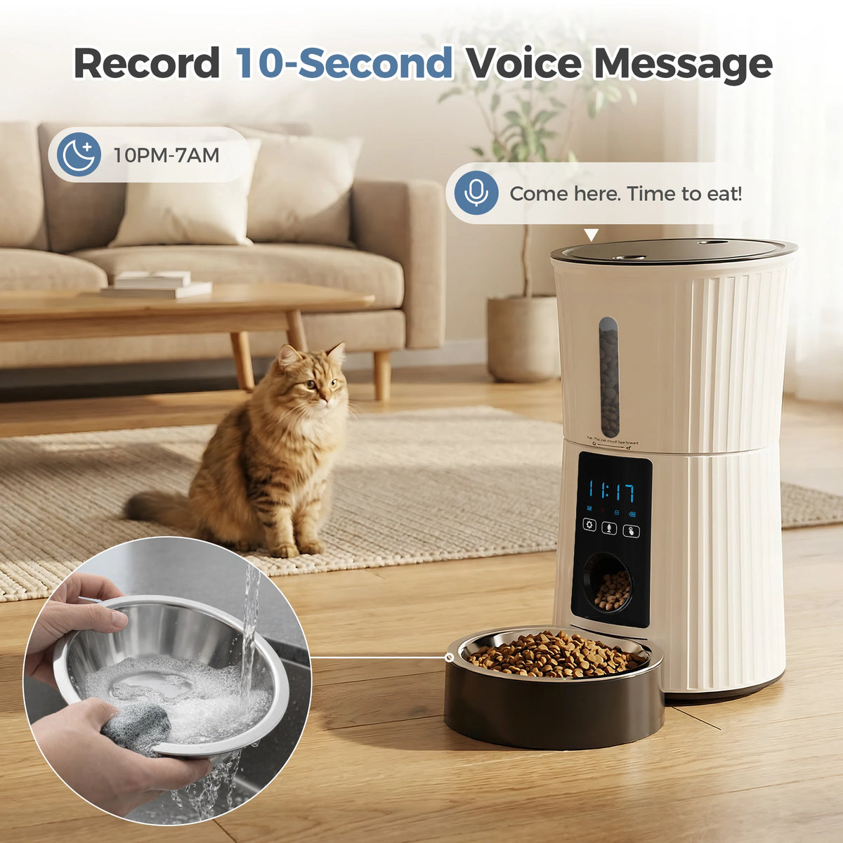 JHK Automatic WiFi Cat Feeder With App Control Timed Feeding
