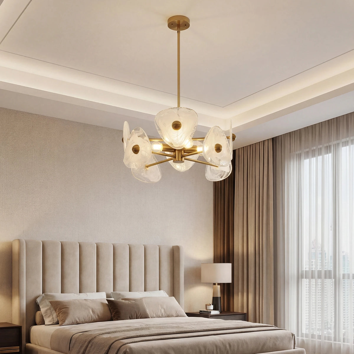 Modern Glass Chandelier For Dining Room And Bedroom Lighting