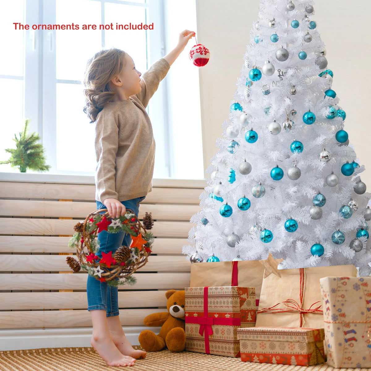 MULTIGOT Unlit Artificial PVC Christmas Tree With Metal Stand