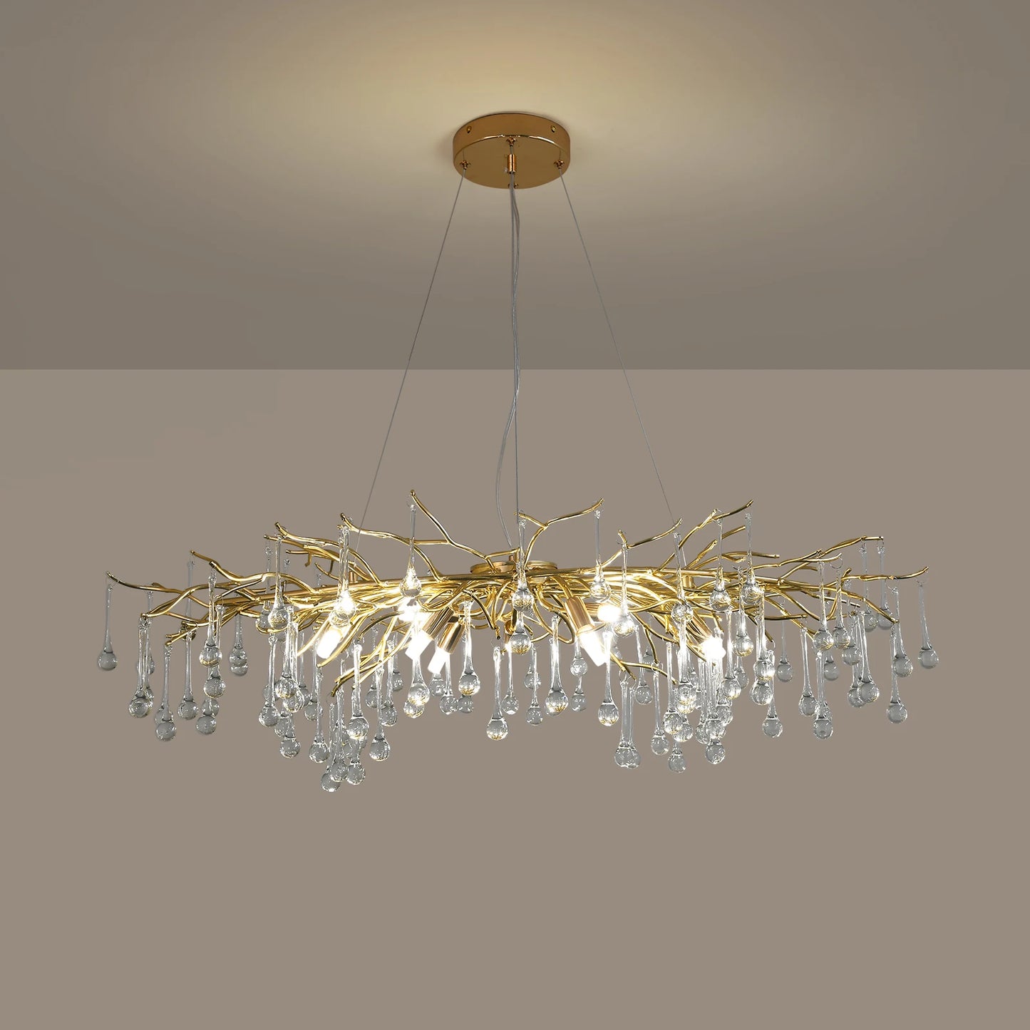 Modern Luxury Gold Crystal Ceiling Chandelier Tree Branch Shaped Pendant Light for Dining Living Room Bedroom Lustre Home Decor