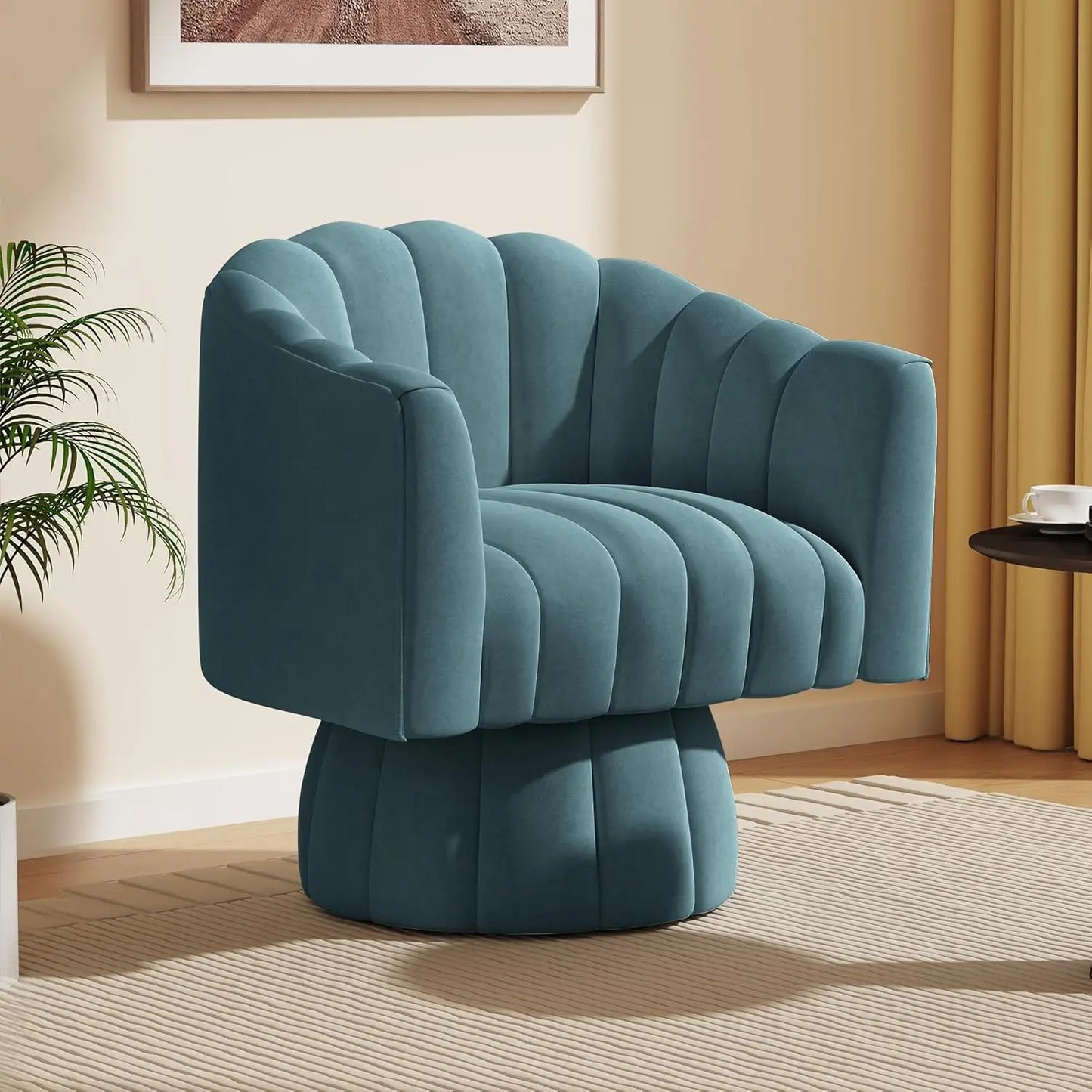 MOYU Velvet Upholstered Swivel Accent Chair 360 Degree Spin Armrest