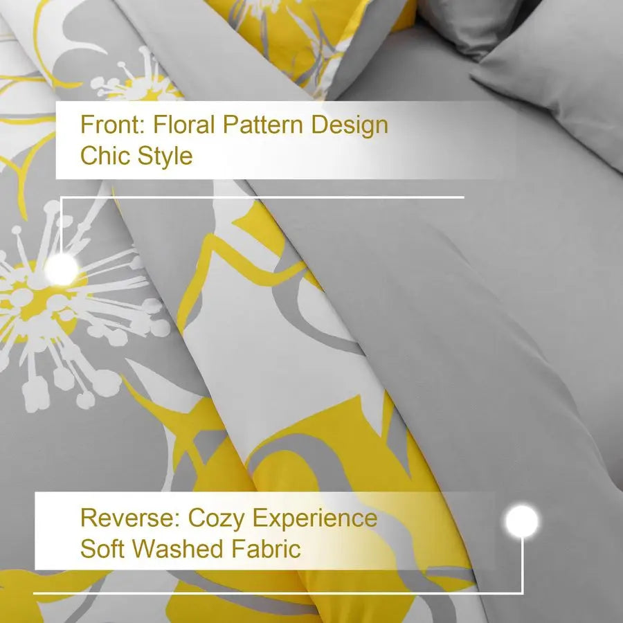 Floral Comforter Set Duvet Cover Bedding All Season Microfiber