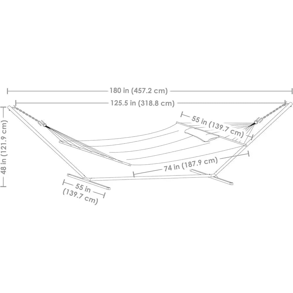 Quilted Double Hammock with Stand or Outside - 400-Pound acity 2-Person Hammock with Stand - 15-oot Stand - Catalina Beach