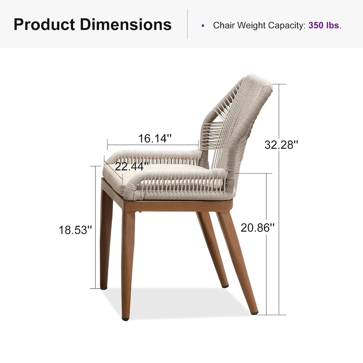 Patio Dining Chair Set 4 Pieces Aluminum Modern Furniture Seating for Garden Kitchen Porch Outdoor Wicker Dining Chairs, Custom