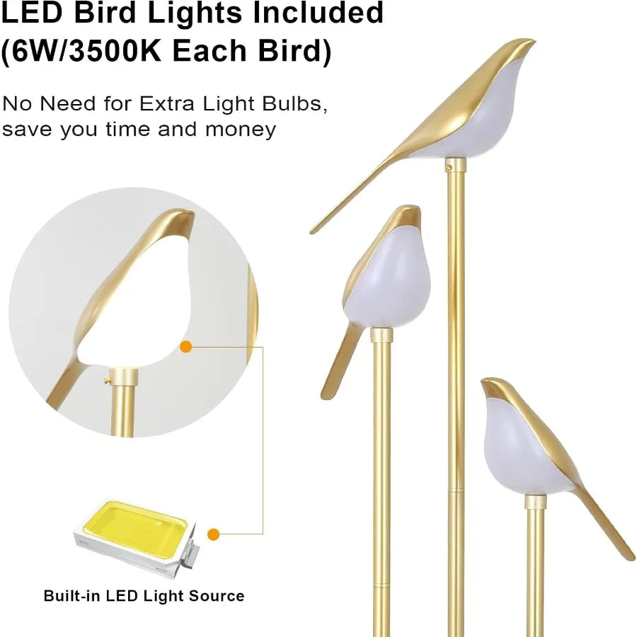 MDNG Floor Lamp With Shelves Modern Mid Century Standing Lamp LED