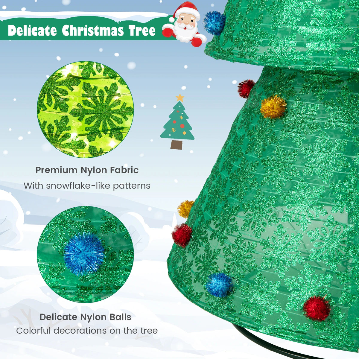 MULTIGOT Pop Up Collapsible Artificial Christmas Tree With LED Lights