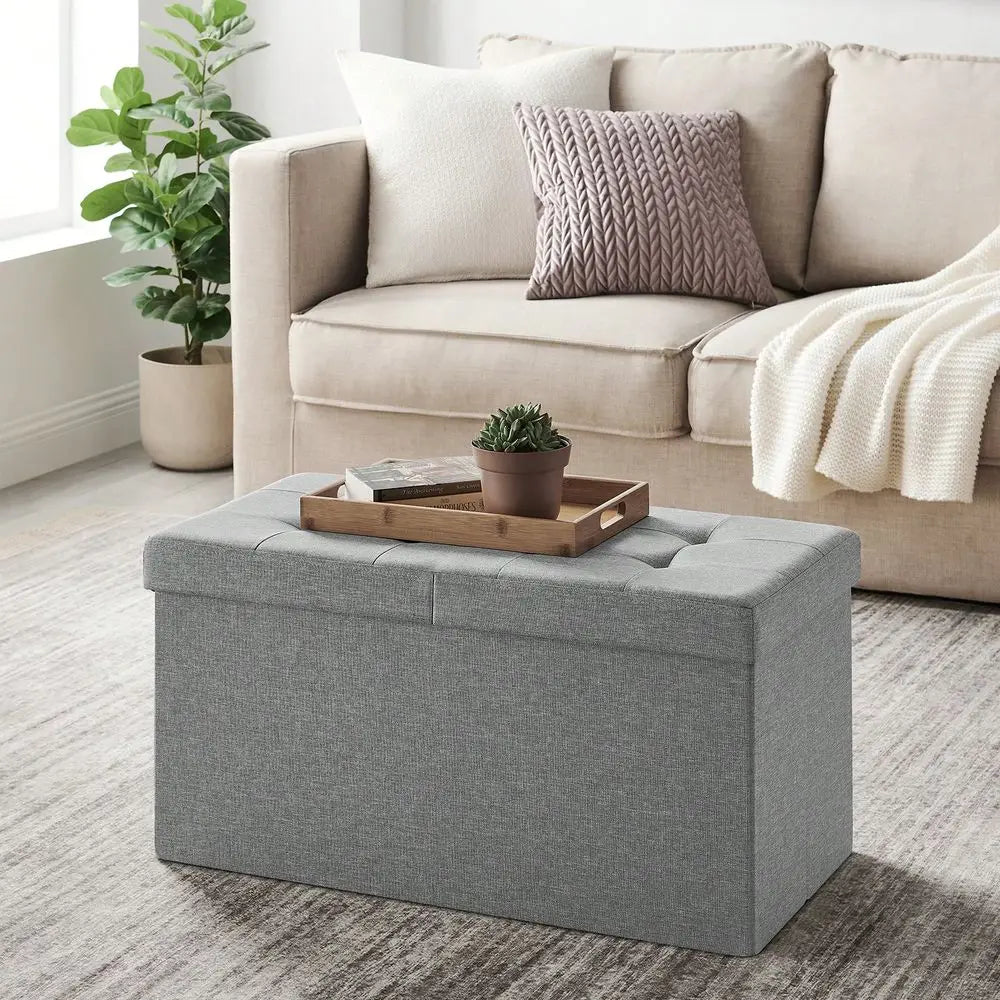 Collection - 30 Inches Storage Ottoman, Foldable Storage Bench With Flipping Lid, 660 Lb Load Capacity, For Entry