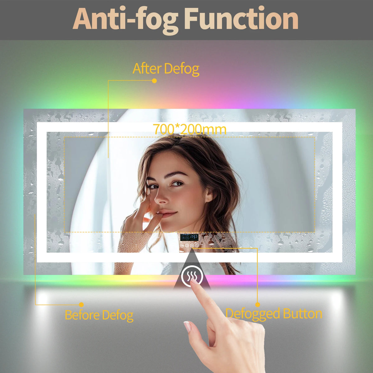Wisfor Anti Fog Led Dimmable Bathroom Mirror With Bright Lighting