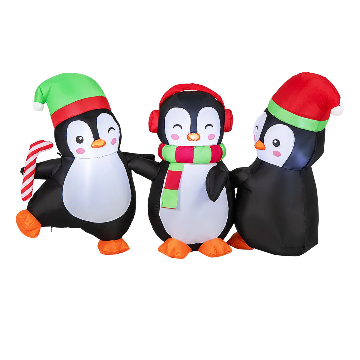 LIFEZEAL Christmas Inflatable Penguin Family With Built In LED Lights