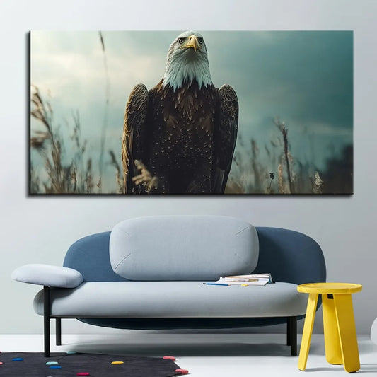 1.5 inch thick pine solid wood frame, eagle fly canvas art printing, Fourth of July celebration wall hanging,