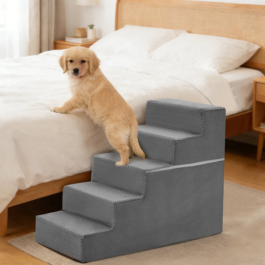 JHK Non Slip Curved Foam Stairs Ramp for Indoor Dogs