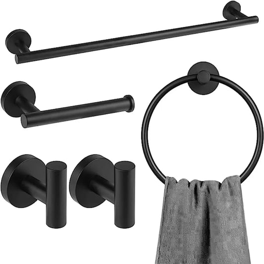 Eight-Piece Stainless Steel Bathroom Hardware Set With Towel Bar