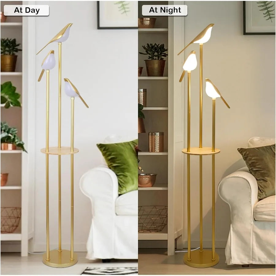MDNG Floor Lamp With Shelves Modern Mid Century Standing Lamp LED