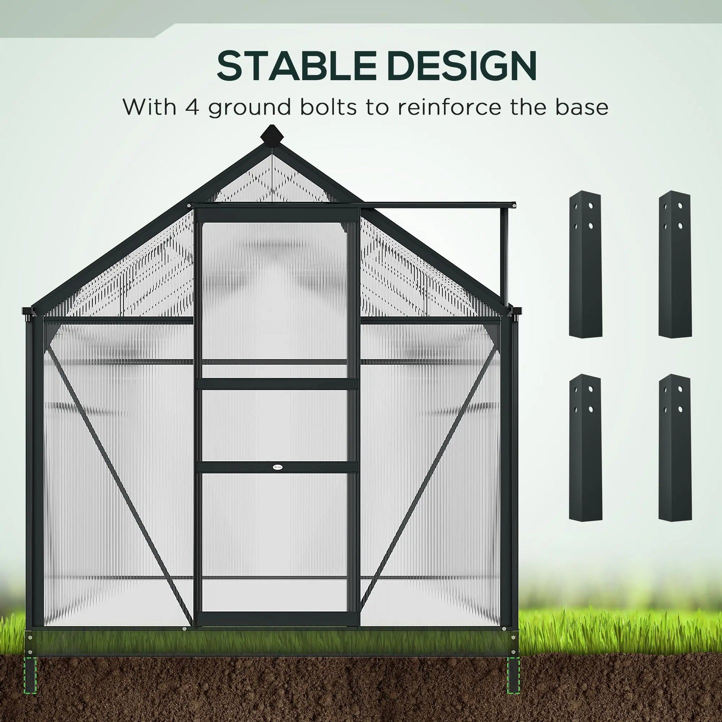 Outsunny Walk-In Aluminum Polycarbonate Garden Greenhouse