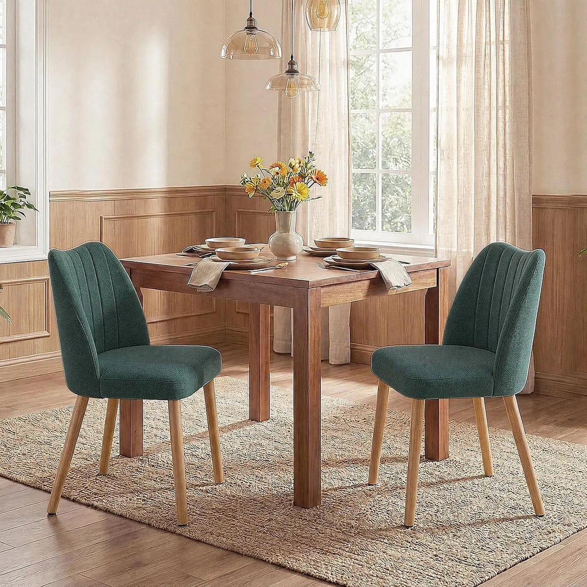 HiMISS Mid Century Modern Upholstered Dining Chairs Pair