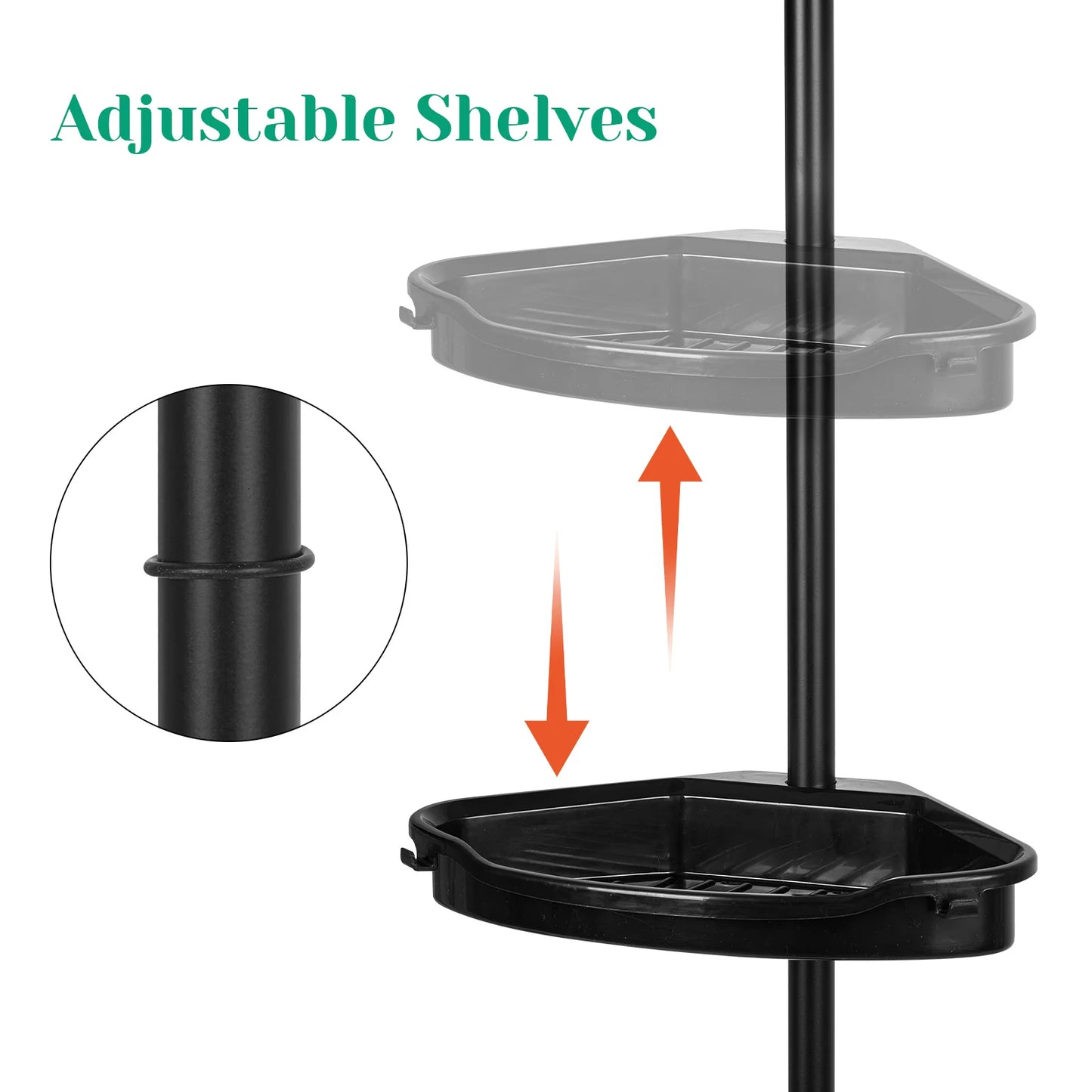 HiMISSH Corner Shower Caddy With Tension Pole 4 Tier Organizer