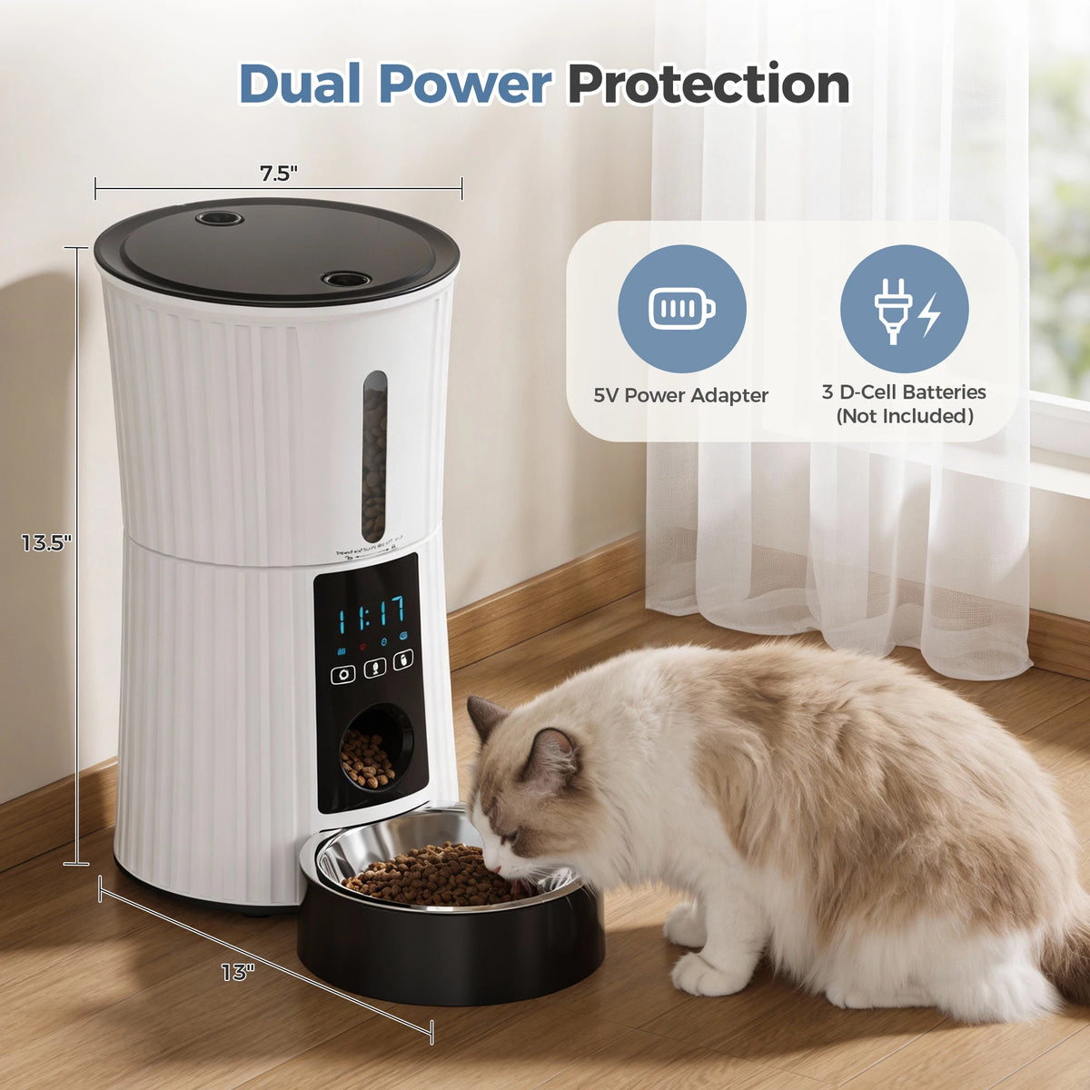 JHK Automatic WiFi Cat Feeder With App Control Timed Feeding