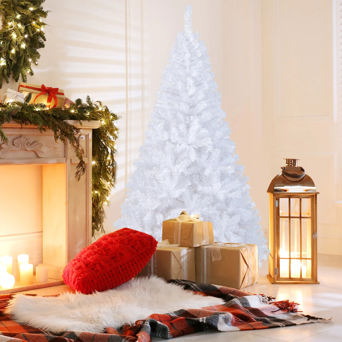 MULTIGOT Unlit Artificial PVC Christmas Tree With Metal Stand