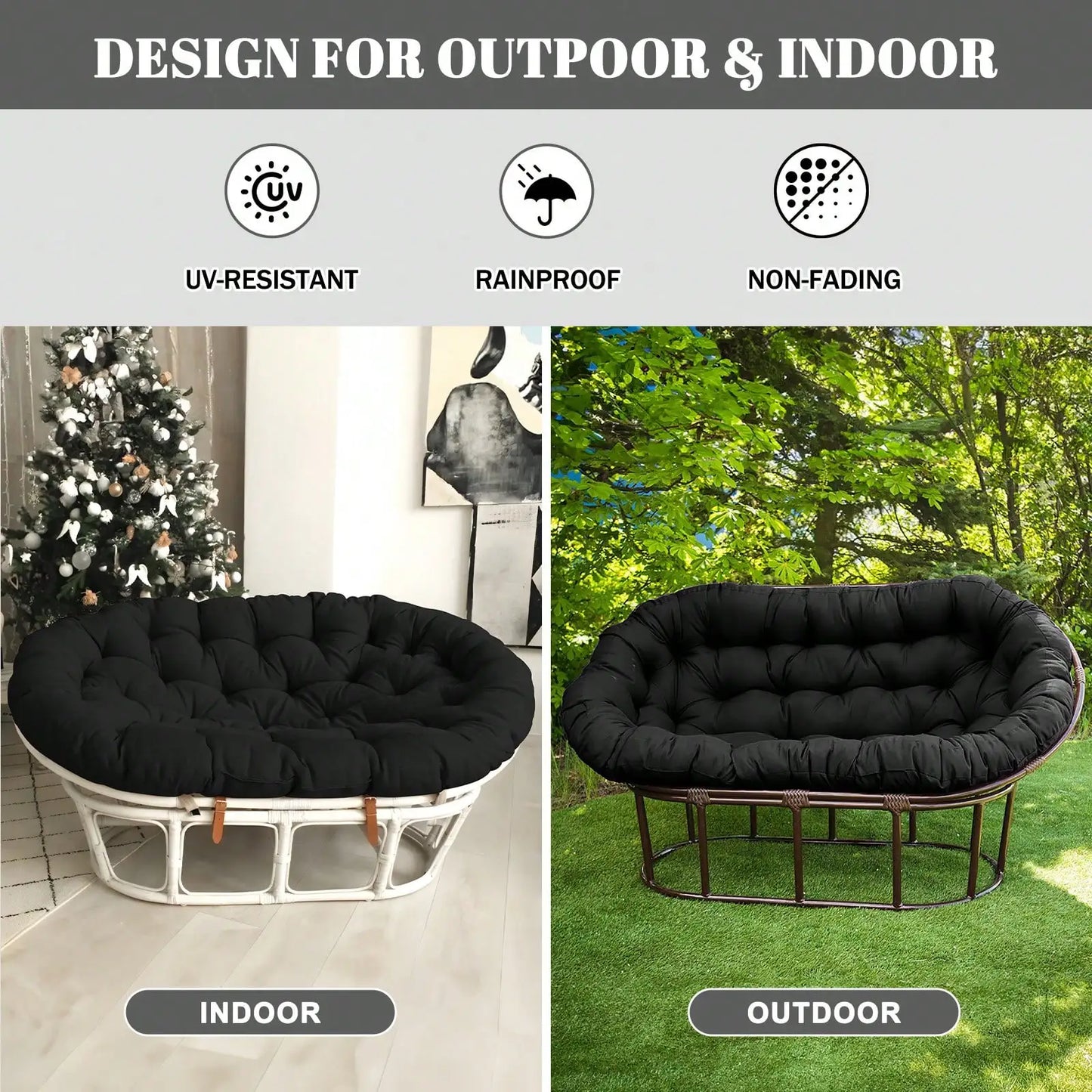 Weather Resistant Double Papasan Cushion Outdoor Rocking Chair