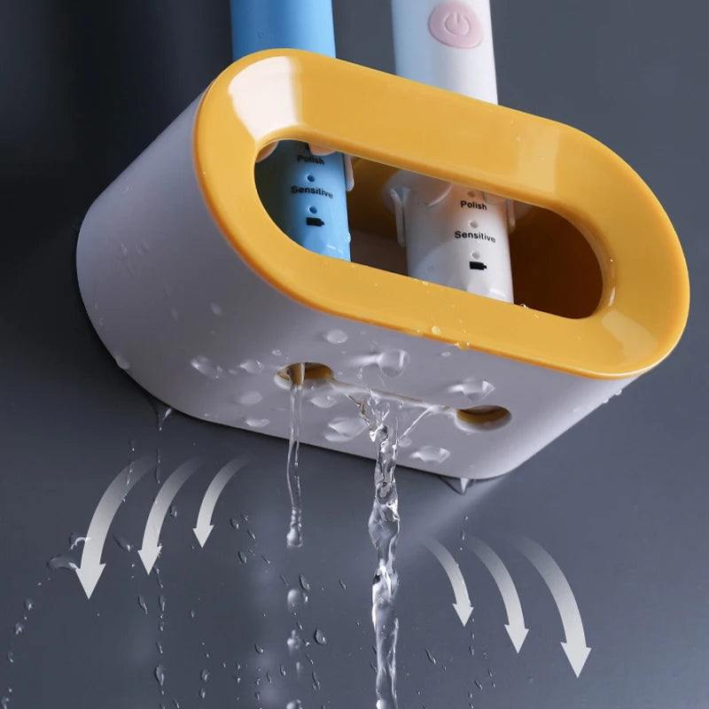 Electric Toothbrush Holder Double Hole Self Adhesive Wall Mount Bathroom