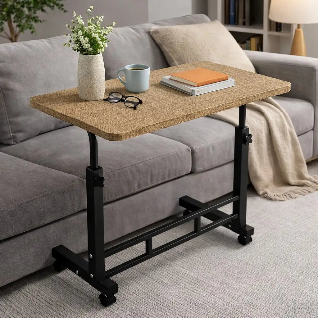 Rolling Overbed Table For Bed & Sofa – Space-Saving Mobile Side Desk, Easy To Move & Use Anywhere,Multiple Colors Available