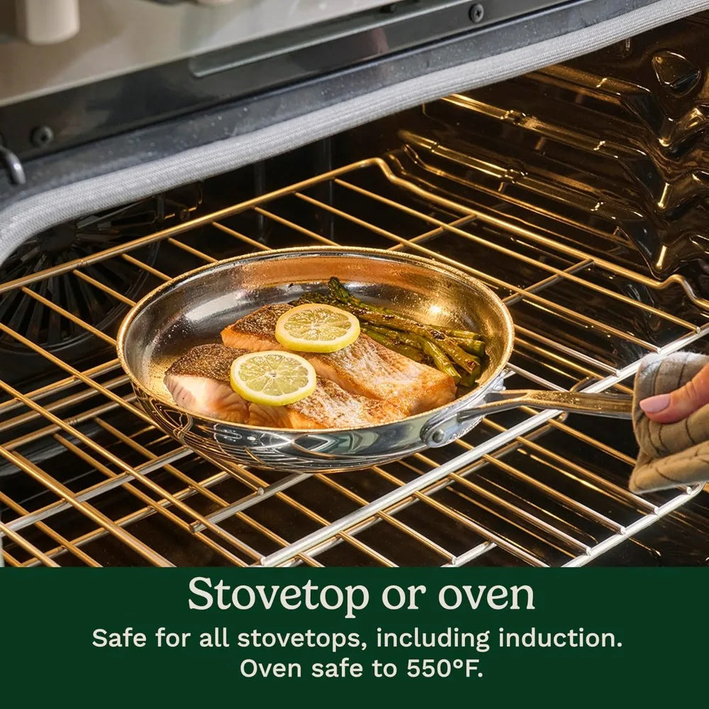 Stainless Steel 11-Piece Cookware Set Aluminum-Clad Base