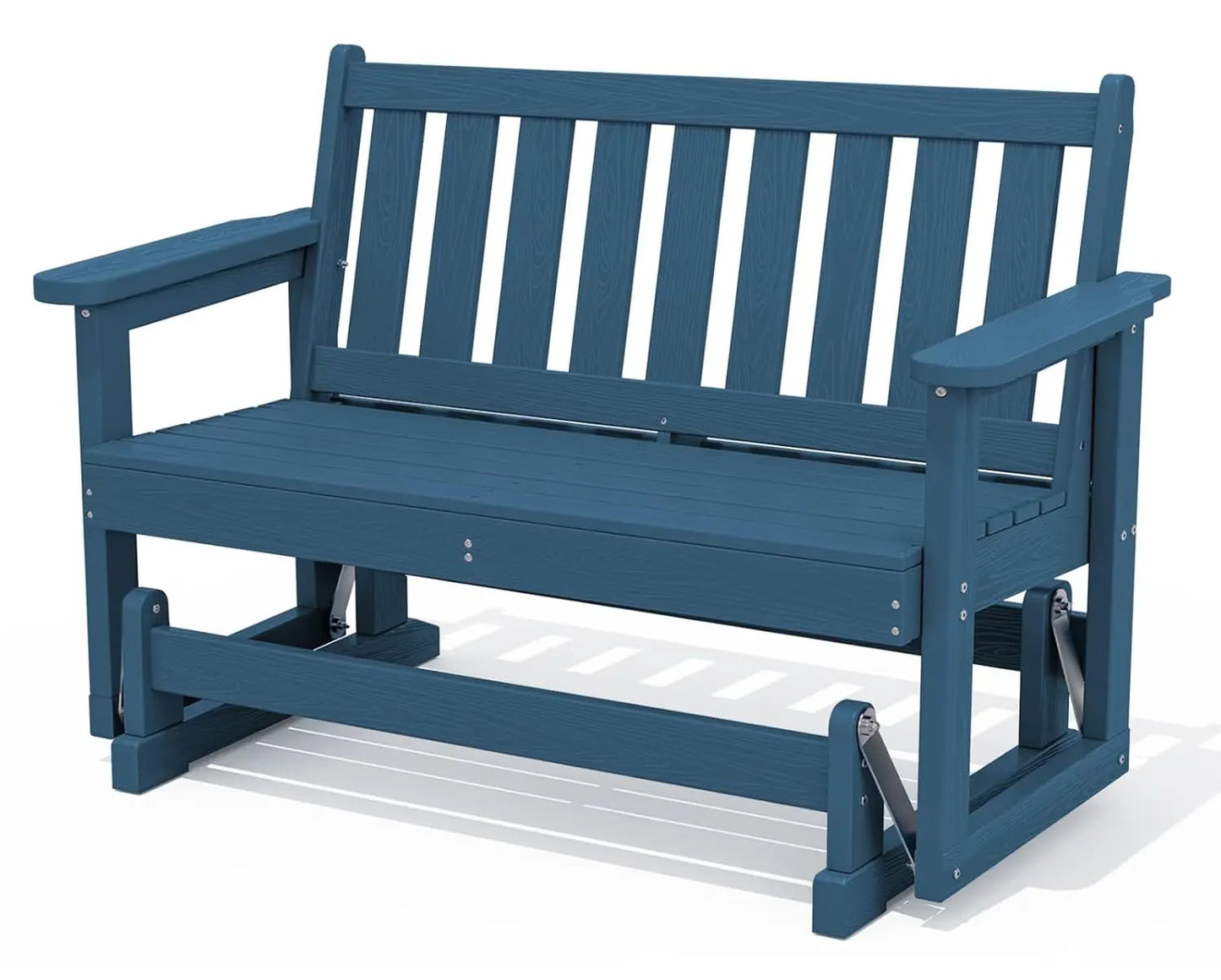 Heavy Duty HDPE Glider Bench All Weather Swinging Seat Porch Garden 660LBS Capacity Deep Navy, Custom