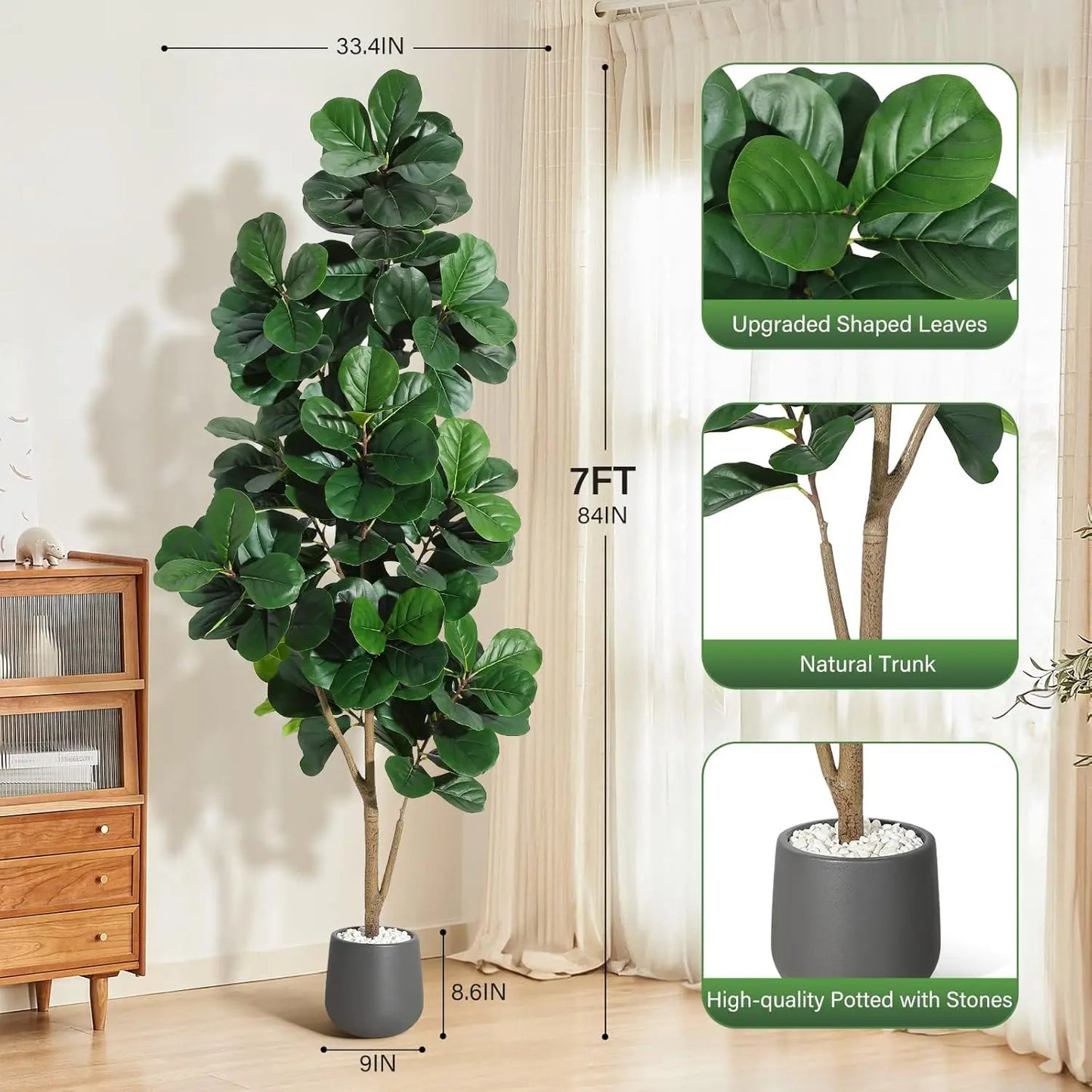 HiMISSCN Fiddle Leaf Fig Tree Artificial Planter