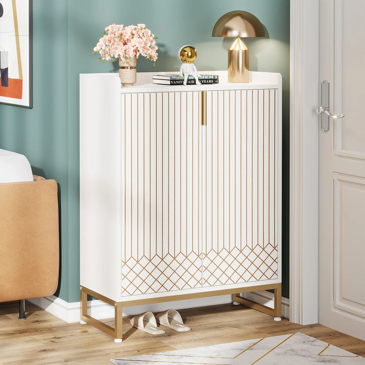Tribesigns Wooden Shoe Cabinet With Doors For Home Storage