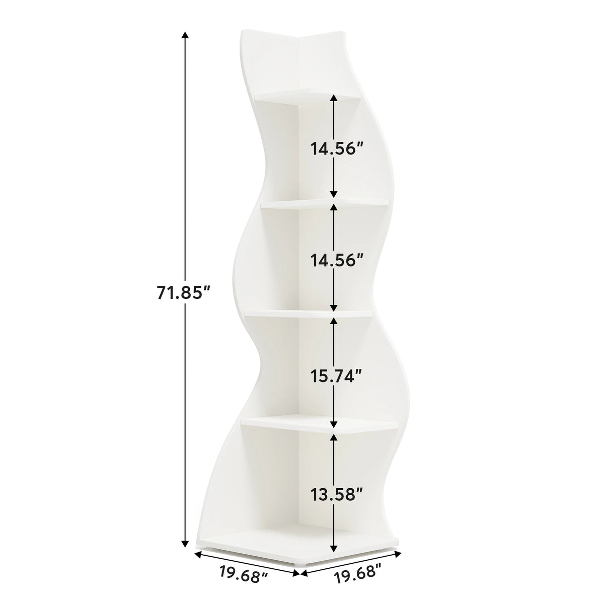 Tribesigns Modern Corner Bookshelf, Five Tier Wall Storage Shelf