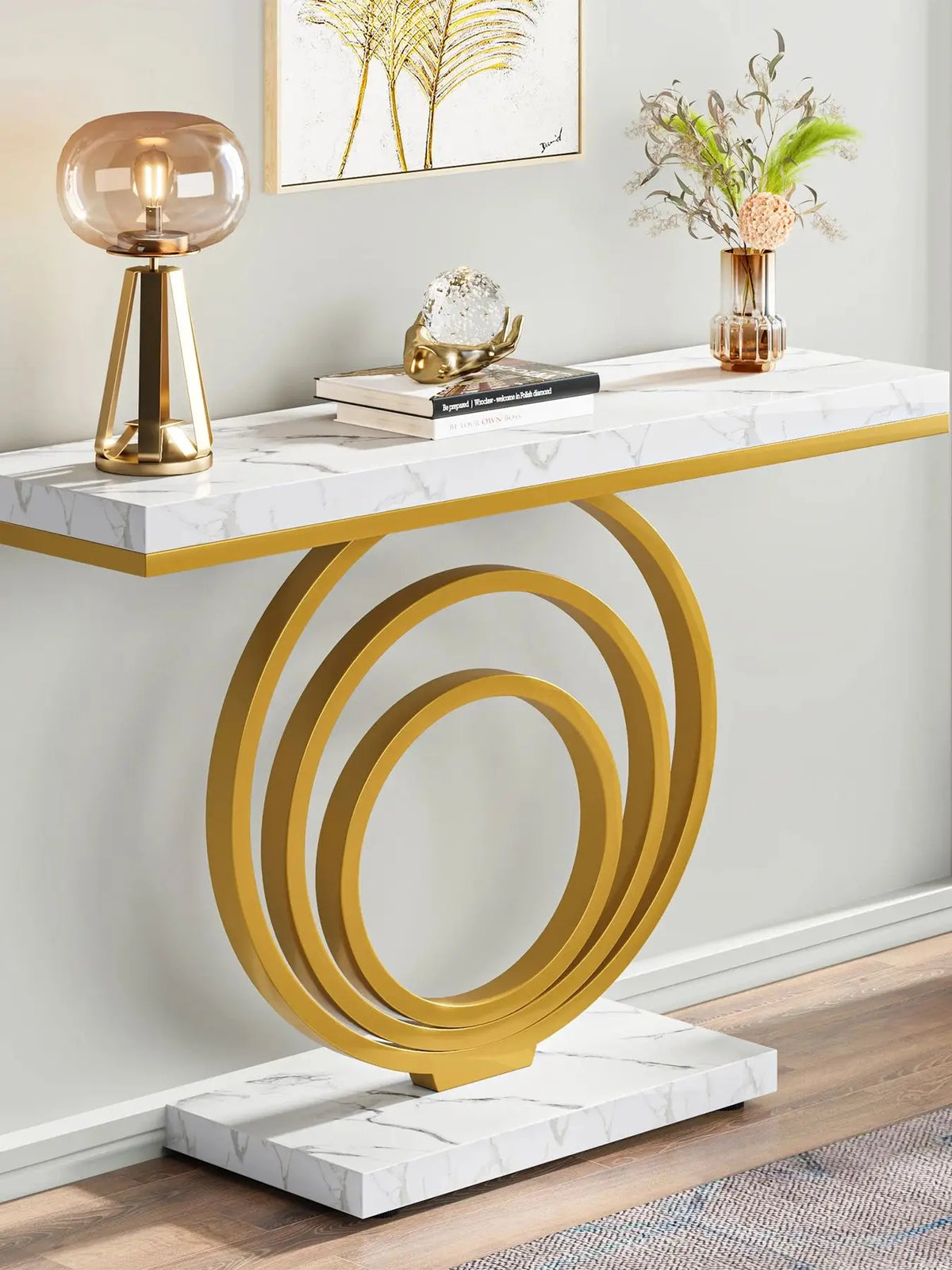 Tribesigns Modern Entryway Console Table With Unique Ring Design