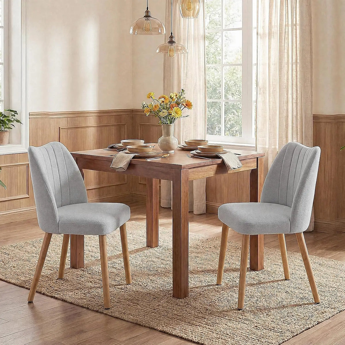 HiMISS Mid Century Modern Upholstered Dining Chairs Pair