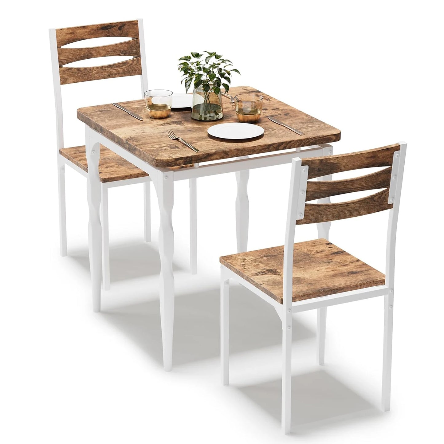 3 Piece Dining Table Set for 2, Dining Table and 2 Pieces Chairs, Dining Set for Small Spaces