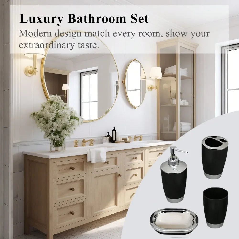 Plastic Bathroom Organizer Set With Toilet Brush And Holder