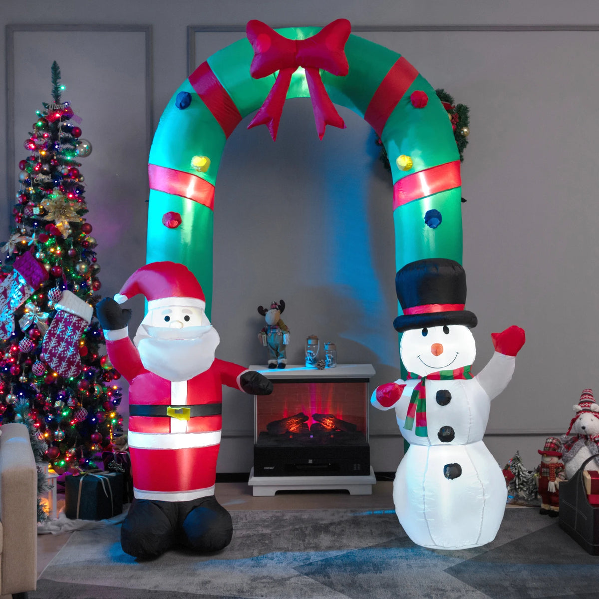 LIFEZEAL Christmas Inflatable Santa Claus and Snowman Archway Decoration