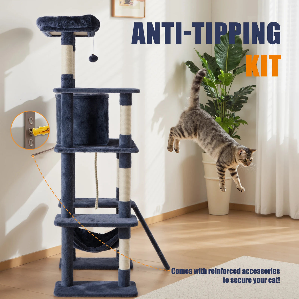 JHK Multi-Level Cat Tree Tower With Sisal Scratching Posts