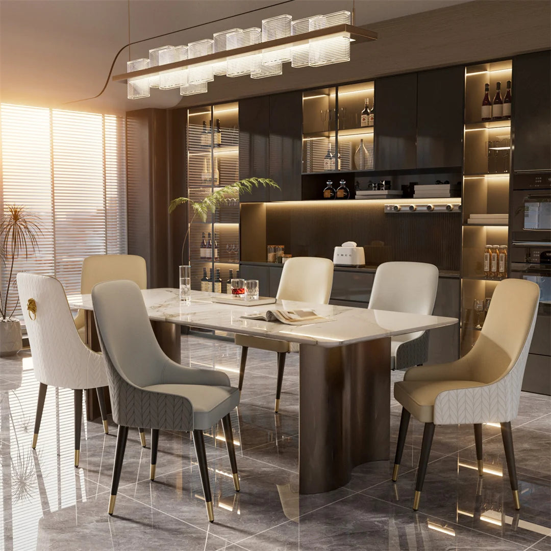 LUVODI Modern Dining Chair Set of 2 Microfiber Leather Leisure Chairs with Lion Knocker for Kitchen Table Restaurant