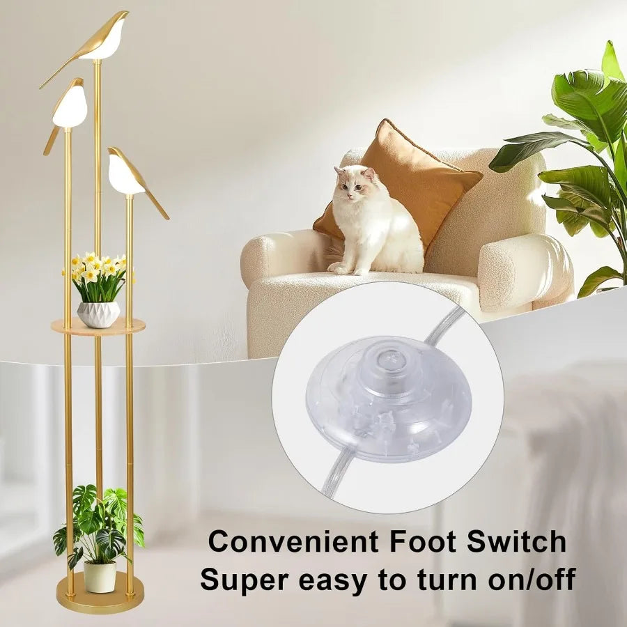 MDNG Floor Lamp With Shelves Modern Mid Century Standing Lamp LED