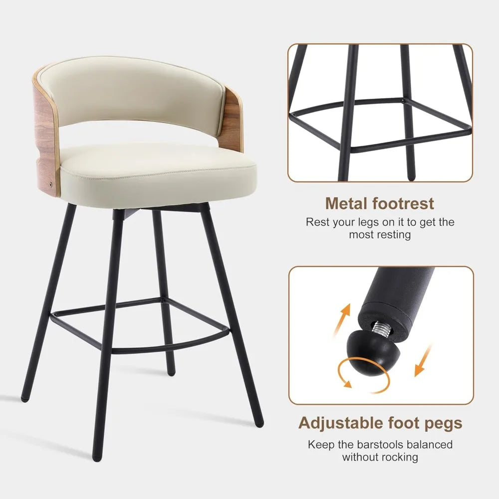Guangbai Swivel Bar Stools Set of 2 Faux Leather Upholstered