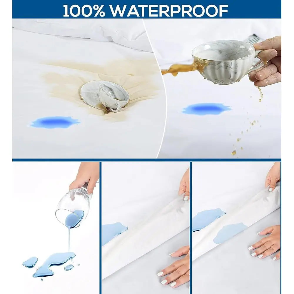 Duvet Protector Waterproo Breathable Cotton Incontinence Duvet Protector with Ties Washable Reusable or Elder,Kids Pets. (Black,