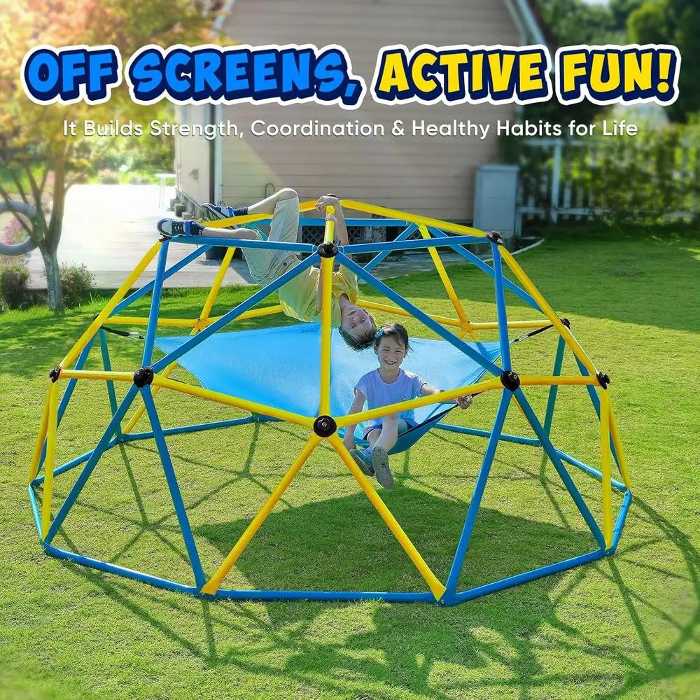Zupapa 10T ClimDome with Hammock, Outdoor Jungle Gym or Kids, Geometric Dome Climber Supporting 1200LBS Outdoor Play Equipment,