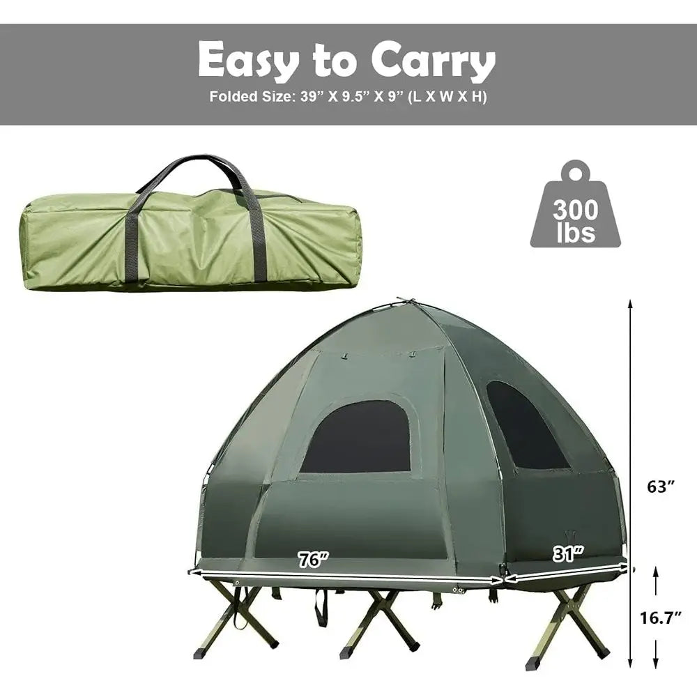 Moccha olding Camping Tent Cot with Sleng Bag and Air Mattr, Elevated Camping Tent with Carry Bag or Outdoor Activity, Hiking, P