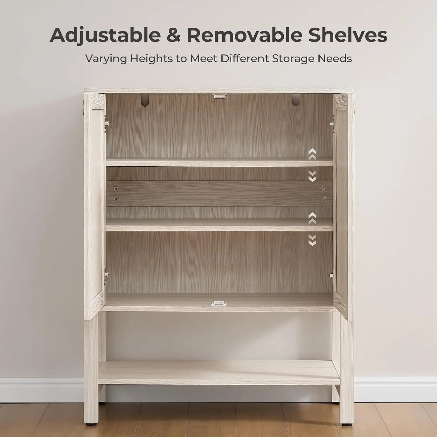 Shoe Storage Cabinet for Entryway - 5 Tier Rattan Entry Shoe Organizer Cabinet with Shelves & Doors, 2 Pieces, Customized