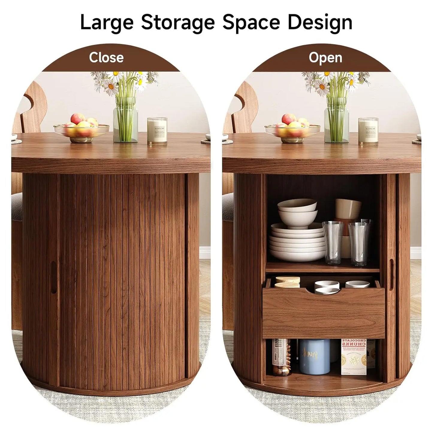 MOYU Round Dining Table For Four Modern Farmhouse Circle Table