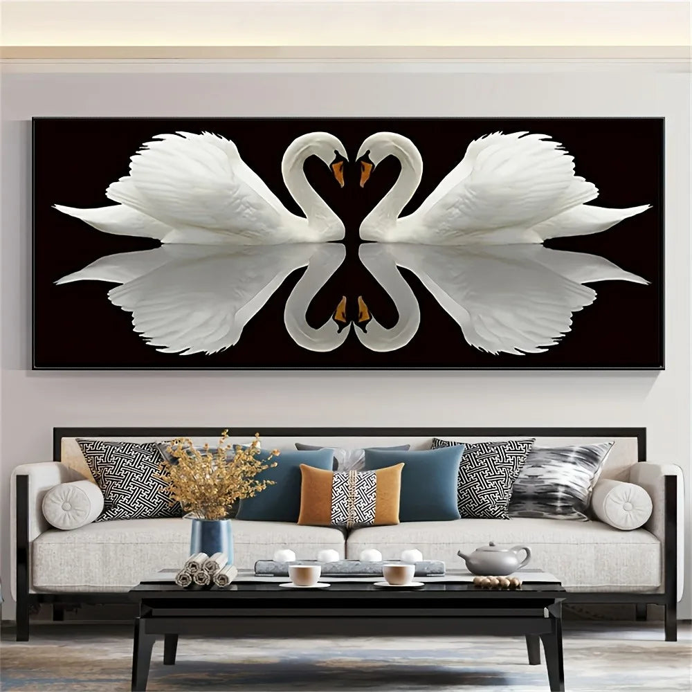 A Whooper Swan poster: Art animal print home decor suitable for the interior, 1.5 inch thick pine solid wood frame